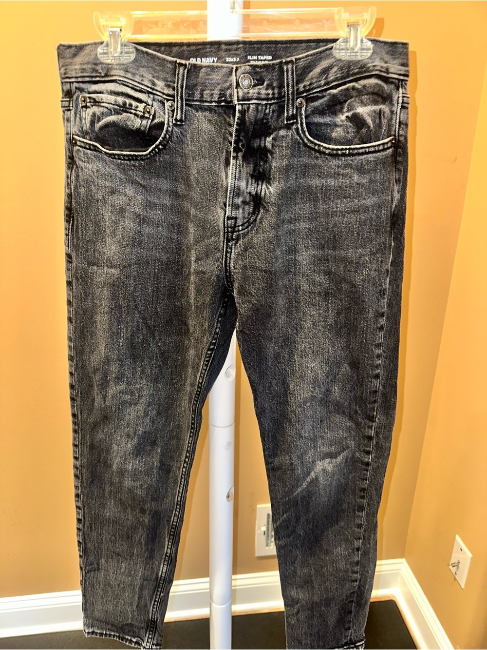 Old Navy Men's Washed Black Slim Taper Jeans